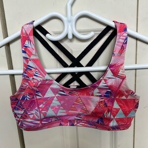 Ivivva Reversible Hot Pink, Purple & Orange Palm Leaves/Black Sports Bra